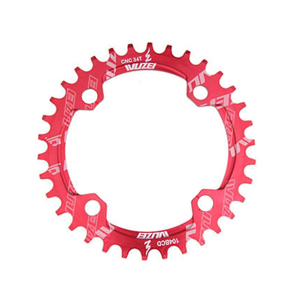 104bcd 32-42t Cykelkedjehjul Mtb Kedjehjul Smal Bred Oval Rund Tand Red 36T
