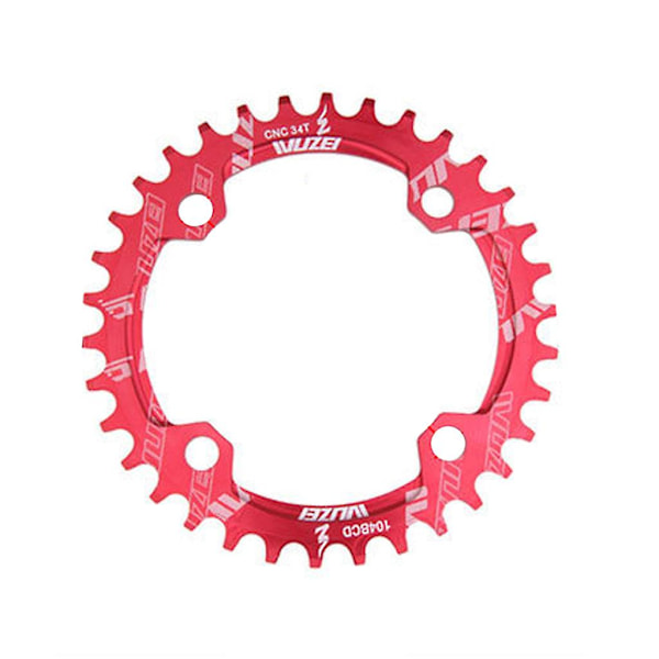 104bcd 32-42t Cykelkedjehjul Mtb Kedjehjul Smal Bred Oval Rund Tand Red 36T