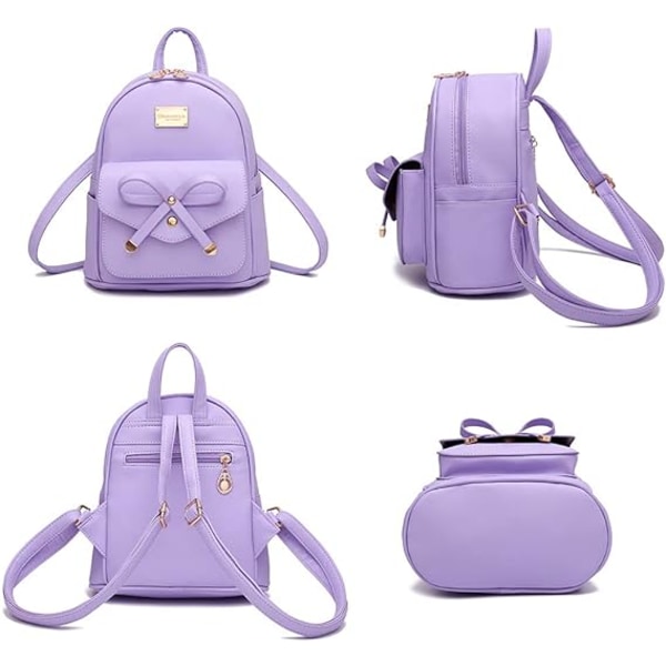 Kvinnor Ryggsäck Mini Ryggsäckar Flickor Rosett PU Läder Ryggsäck Handväska Söta Axelväskor Ryggsäck för Damer Liten Ryggsäck Tonåringar pink