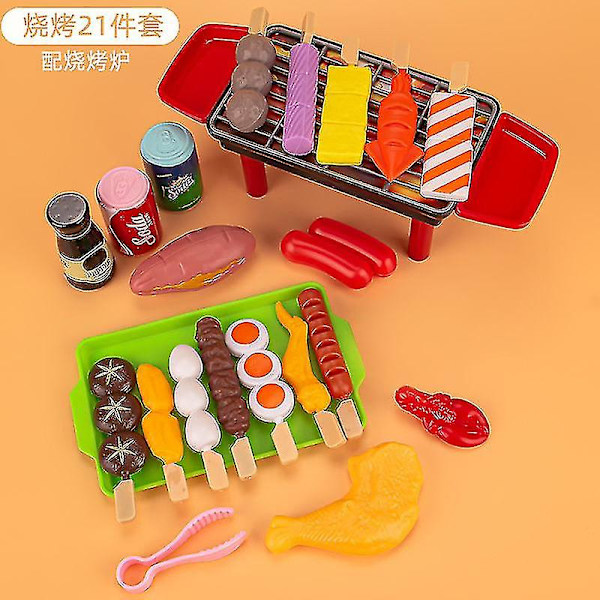 Keittiölelut Leikkiruoka Hot Pot Vihannekset Grilli Leikkaa ja Che Le Poika ja Tyttö Ruokailusetti Set includes 22 pieces