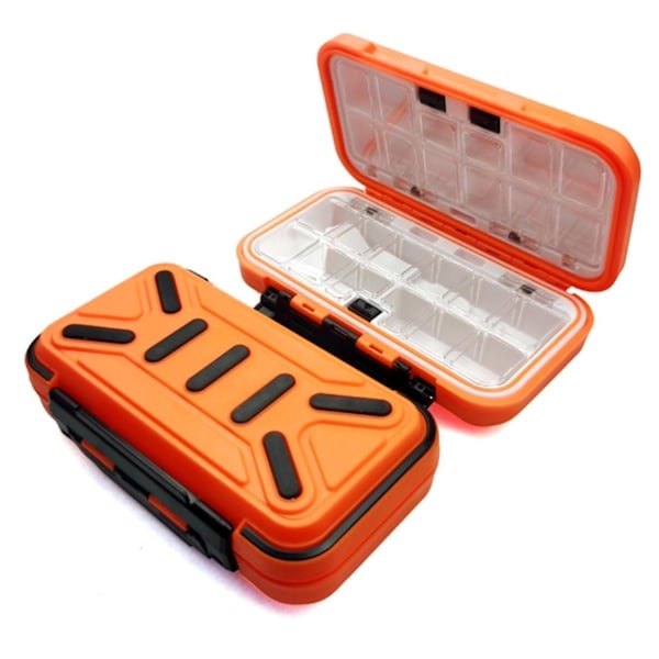 Vanntett fiskeutstyrsboks med dobbeltsidig agnlokk, fiskekrokboks, oppbevaringsboks for karpefluetilbehør [db] Orange