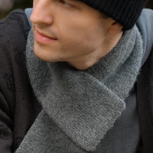 Premium Vinterhals for Menn, Myke Strikkeskjerf, Kamel Grey