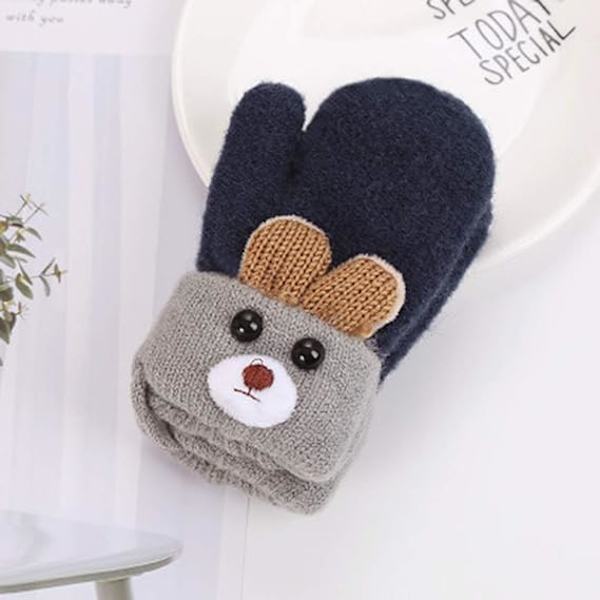 Toddler Magic Stretch Mittens Tykke Plysjforet, Vinter Baby Boys Girls Strikkede Hansker Varme Fluffy Full Finger Hansker Kaldt Vær Ski Hansker