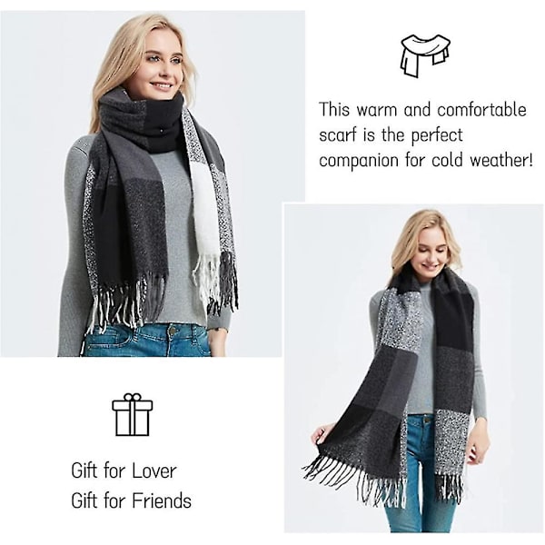 Damhalsduk och sjal vinter damhalsdukar filt sjal för Lmell kvinnor tartan sjal damer