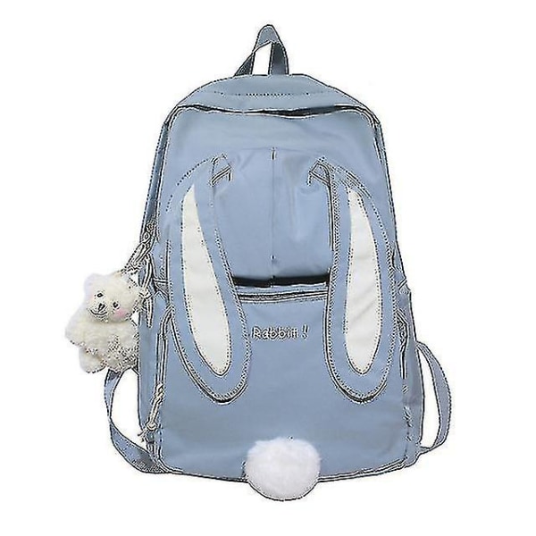Søt Kanin Ung Jente Skole Ryggsekk Kvinne Stor Kapasitet Kawaii Ryggsekk Mochila Rosa Kvinne Bagpack Nylon Tegneserie Skoleveske No bear doll blue