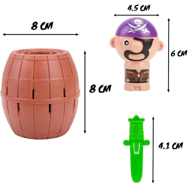 Mini Barrel Pirate Game - Hyppää tynnyristä esiin pomppaavat lelut lapsille | Interaktiivinen uutuuslautapeli | Kokeile onneasi -peli (1 pakkaus)