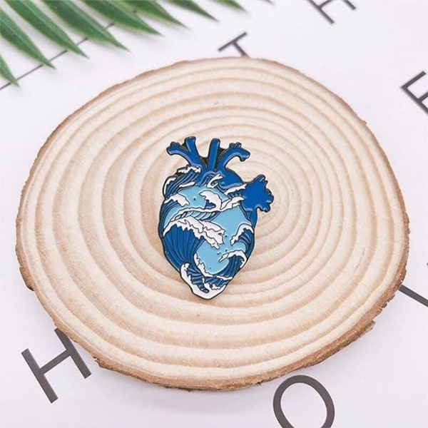 Emalj Pins för Ryggsäckar Hjärta Pin Rolig Emalj Slipsnål Brosch Pin Badge för Män Kvinnor Pojkar Flickor Hjärtorgan Söt Estetisk Pin för Hatt Väska(Blå)