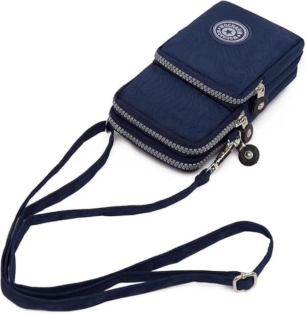 Dam flickor nylon design liten crossbody axelväska handledsväska handväskor (marinblå)
