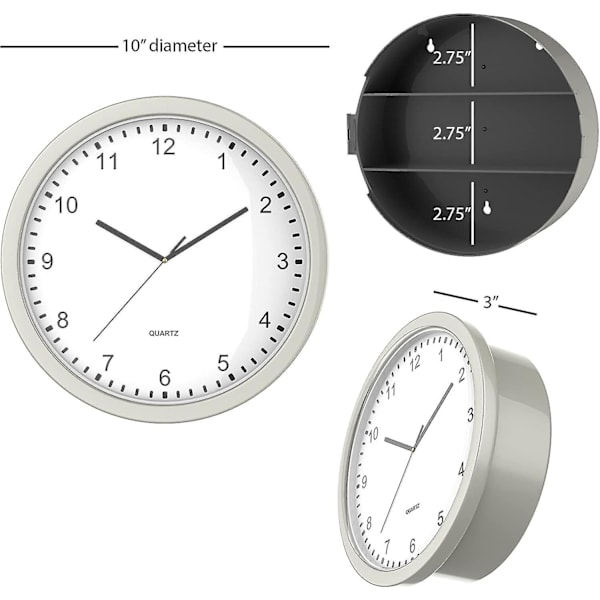 Väggklocka med dolt kassaskåp, 10\" (hy)