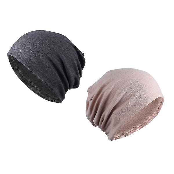 Ny, egnet 2 stk. Dame  Herre  Bomull Slouchy Beanie Hat Skull Cap Casual Sommerhatt Justerbar Cap Solid + Grå