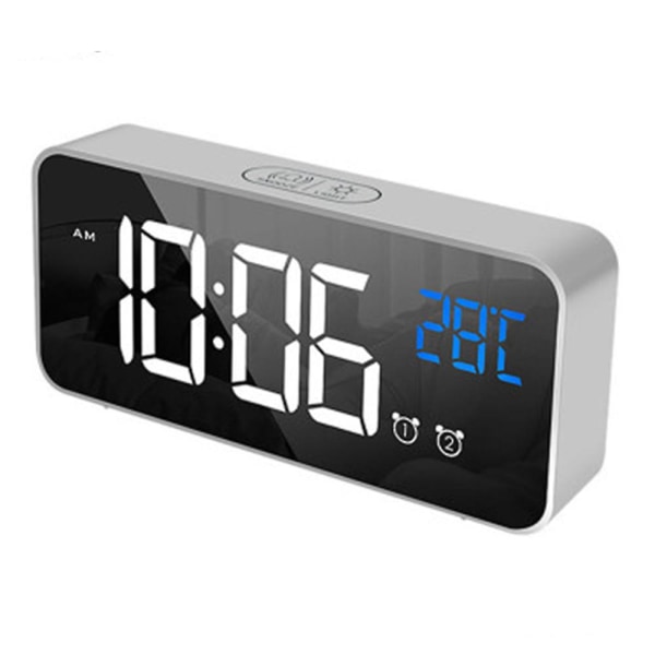 LED-display digital väckarklocka, USB-laddningsport, ljudkontroll, alarmsignaler, justerbar volym och ljusstyrka, 12/24 H, snooze-funktion, sovrum