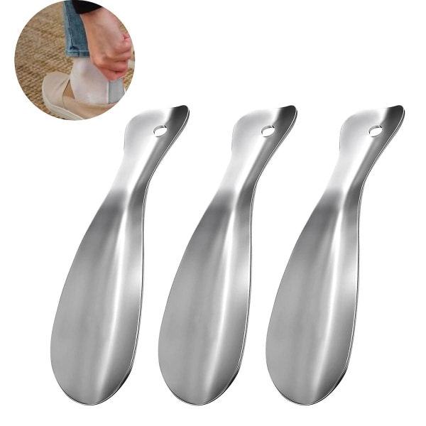 3pcs Men Women 19cm Lightweight Daily Mini Stainless Steel For Lazy Shoe Horn