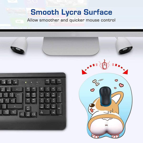 Anime Corgi Musematte med håndleddsstøtte Gel Ergonomisk Hund 3d Musematte for kontor PC bærbare datamaskiner (blå)