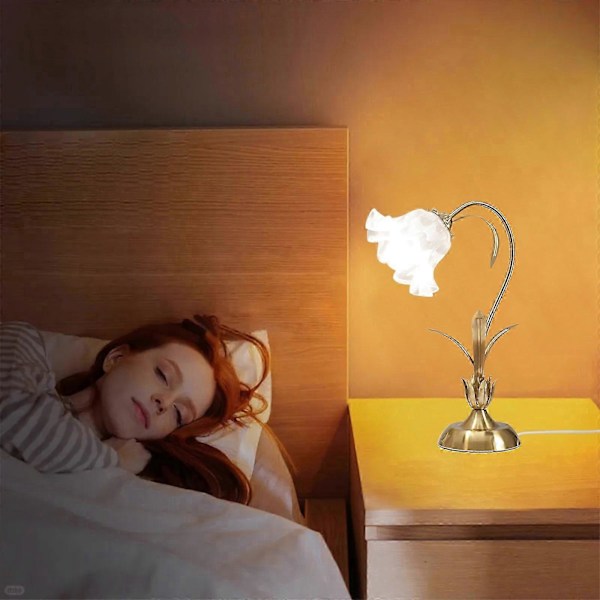 Blomster Bordlampe Læselampe Sengelampe Vintage Blomster Natlampe Sengelampe Dekoration Stue Soveværelse Rum Belysning Bordlampe Hjem Dekoration GD