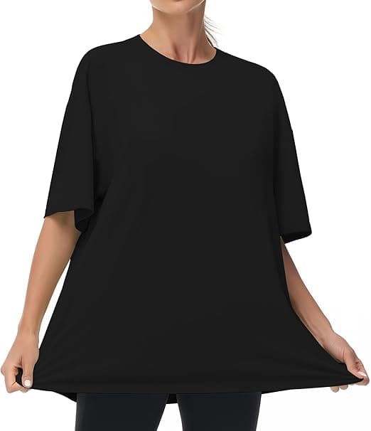Dam Casual Oversized T-shirts Sommar Rundhals Kortärmad Träning Basic Toppar