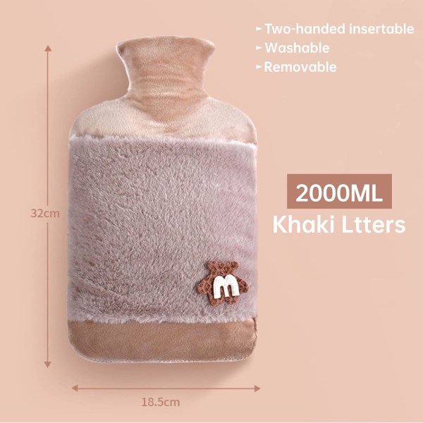 Varmtvandsflaske med låg, 20L stor gummi-varmtvandsflaske til lindring af menstruationssmerter, nakke, skulder, mavesmerter, opvarmning af hænder og fødder