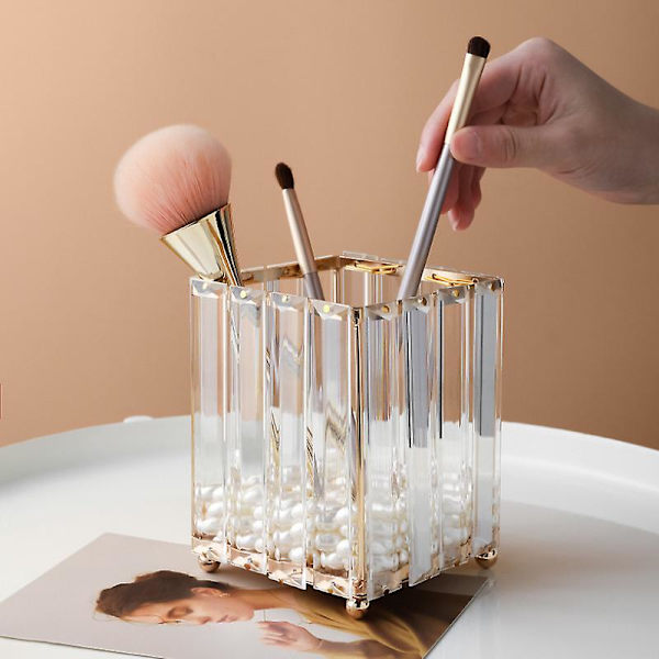 Håndlavet krystal makeup børsteholder øjenbrynsblyant pen kop samling kosmetisk opbevaringsarrangør til forfængelighed, badeværelse, soveværelse, kontorbord
