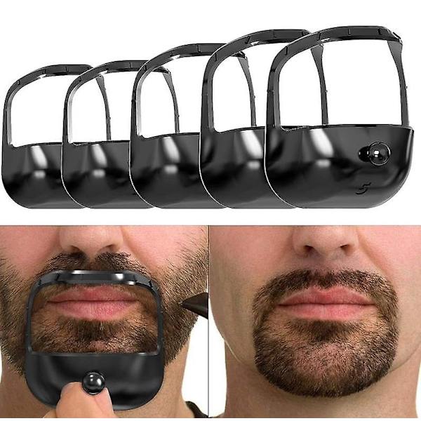 5 storlekar Goatee Rakning Mall Beard Guide Shaper Beard Shaping & Styling Mall För Män Black