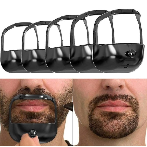5 størrelser Goatee Shaving Template Beard Guide Shaper Beard Shaping & Styling Template til mænd Black