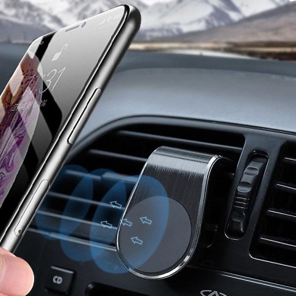 Universaali magneettinen auton puhelinteline L-muotoinen ilmanvaihtoaukko pidiketeline autolle magneetti GPS matkapuhelinteline auton lisävarusteet| | Blue
