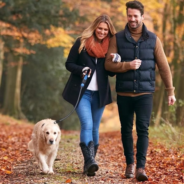 Rulleline til hund - 8M - Til store hunde op til 50 kg - Blå farve - Ergonomisk