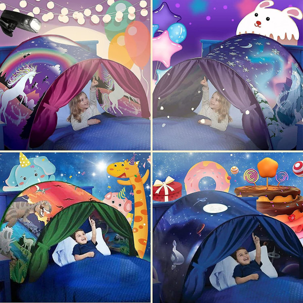 Lasten sänkyteltta, Space Bed Teltat pojille, Pop Up -lasten leikkiteltta lapsille kerrossänky teltta Lasten leikkimökkisänky 4