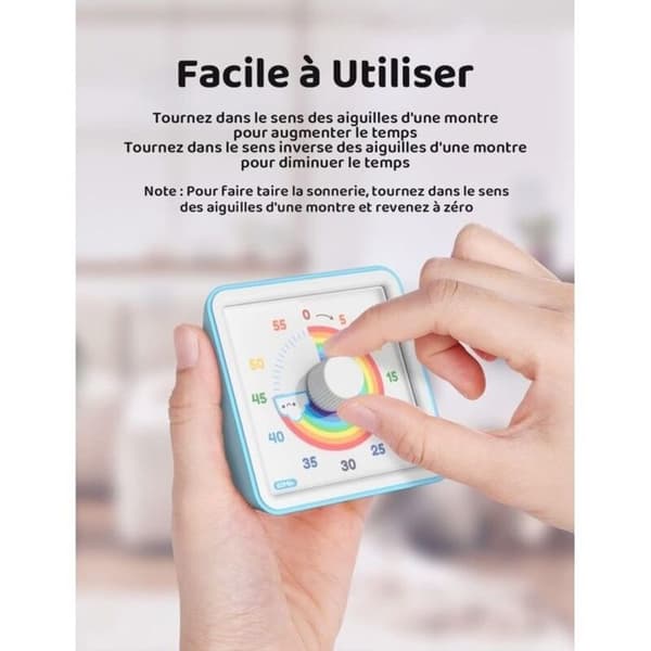 Visuel Timer til Børn, 60-Minutters Stopur og Nedtællingstimer til Børn og Voksne (Blå)