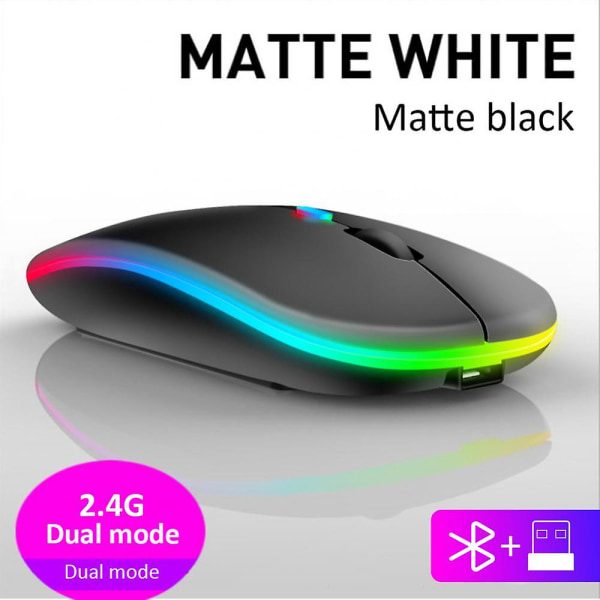Silent Wireless Mouse 2,4ghz Overwatch Mus Mouse Gamer Rgb Mouse Bærbar trådløs mus for bærbar spillmus black