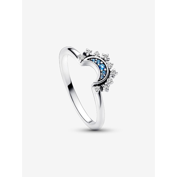 Pandora - Celestial Blue Sparkling Moon Ring - Sterlingsølv Circumference: 52mm