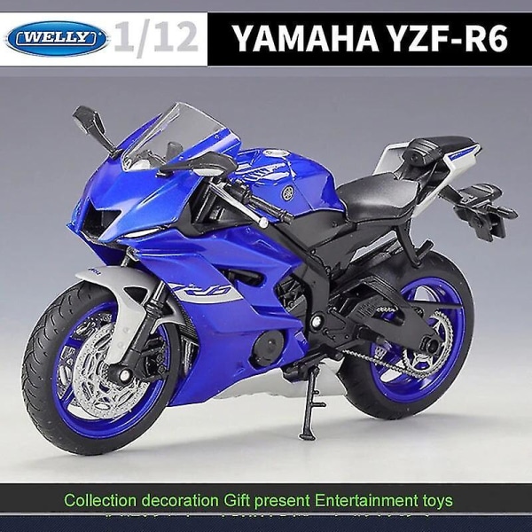 Welly 1:12 2024 Yamaha Yzf-r6 Diecast moottoripyörämalli Heavy Duty Travel Diecast moottoripyörä metalliseos lelu autokokoelma Kid B493 YZF R6 nobox2