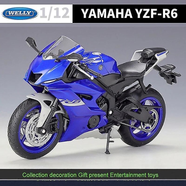 Welly 1:12 2024 Yamaha Yzf-r6 Støbt Motorcykel Model Heavy Duty Rejse Støbt Motorcykel Legering Legetøjsbil Samling Barn B493 YZF R6 nobox