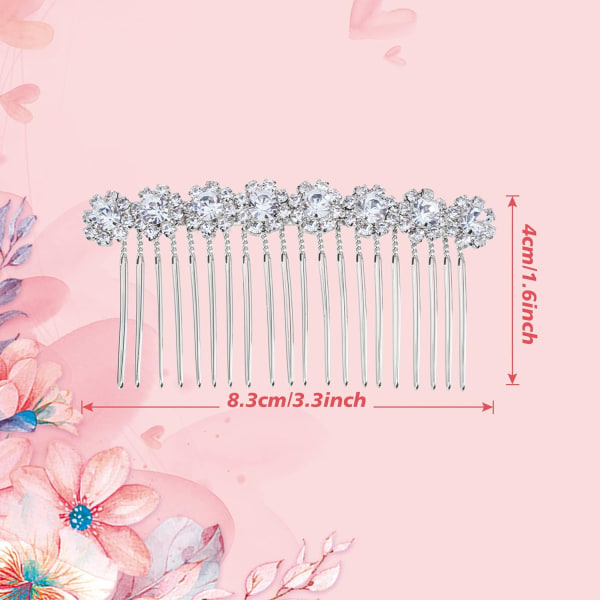 4 Pack High-grade Alloy Diamond Rhinestone Flower Hair Side Combs Wedding Bridal Jewelry Hair Clips for Women