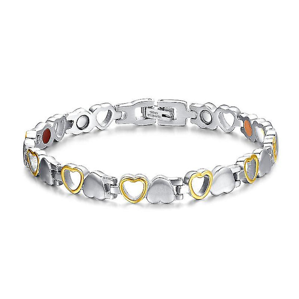 Titanium Magnetisk Armbånd Hjerte Hul Design Lenke Stilig Magnet Armbånd For Kvinner