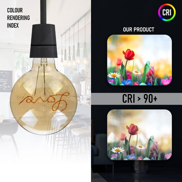 Edison LED-lampa 4W, E27 skruvlampa Retro LED Love Filament Glas Antiklampa Gör Vacker Design (G125 Love)
