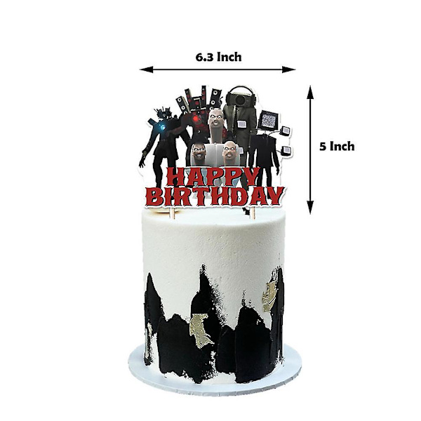 Skibidi Toilet Tema Børnefødselsdagsfest Tilbehørssæt Banner Balloner Sæt Kage Cupcake Toppers Dekorationssæt