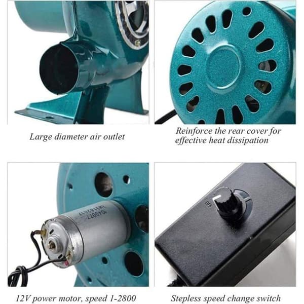220V-60W Elektrisk Ventilator med Variabel Hastighed - Grillventilator, Kulsmelteventilator - Hurtig Afkøling