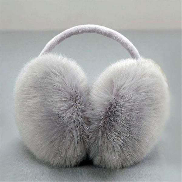 Shry Fashion Vinter Varma Öronmuffar Flicka Fluffiga Öronmuffar Kvinnor Plysch Öronmuffar Vinter Öronvärmare Solid Färg Mjuk Casual Öronmuffar Grey