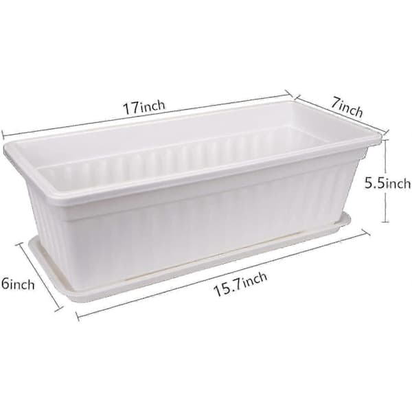 5-pack 43 cm vit blomlåda fönsterlåda plast