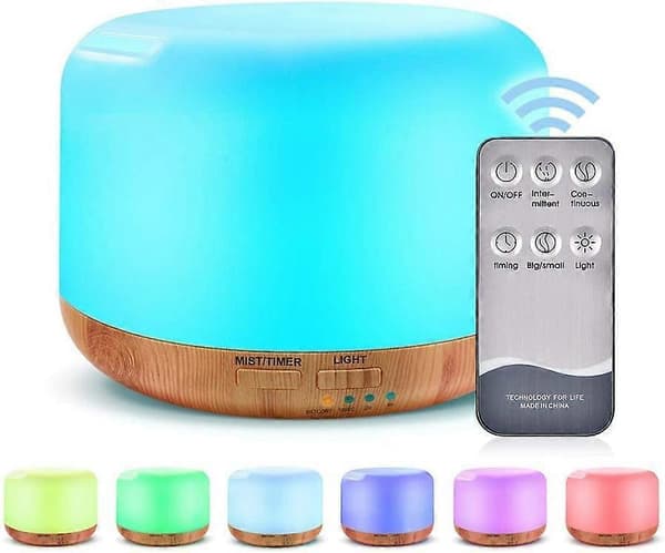 300ML EU Standard Æterisk Olie Diffuser, Ultralyd Luftfugter Aromaterapi Diffuser med 7 farver LED Aromaterapi Lys