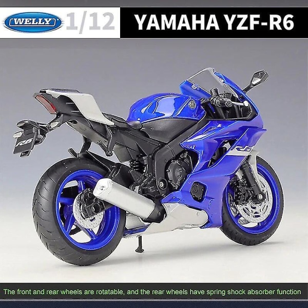 Welly 1:12 2024 Yamaha Yzf-r6 Diecast moottoripyörämalli Heavy Duty Travel Diecast moottoripyörä metalliseos lelu autokokoelma Kid B493 YZF R6 nobox2