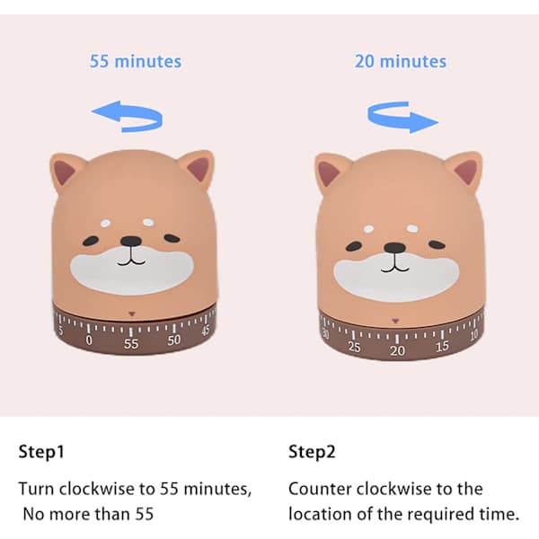 2-pak mekanisk 60 minutters dyretimer (kat og hund)
