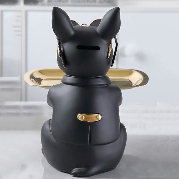 Bulldog Dekorativ Statue Opbevaringsbakke Møntbank Indgangsnøgle Snackholder Moderne Kunststatue Hjemme Skrivebordsdekoration