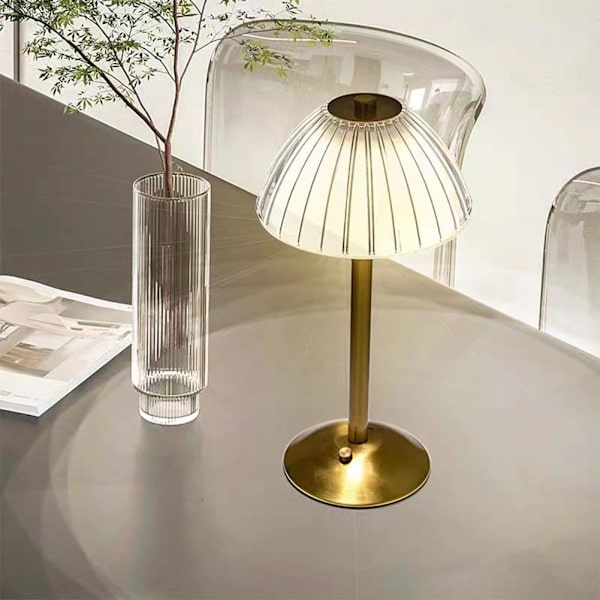 Dimbar 3-farget LED Romantisk Diamant Krystall Lampe, Oppladbar Berøringslampe Liten Lampe, Sengelampe Nattbordlampe for Soverom Bar Restaurant (B)