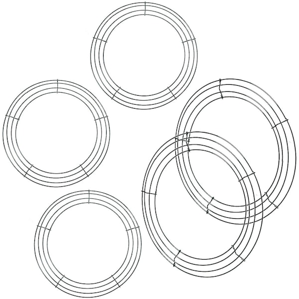 5 Pak 8 Tommer og 12 Tommer Trådkransringe Juleblomsterkransrammer til DIY Feriekrans