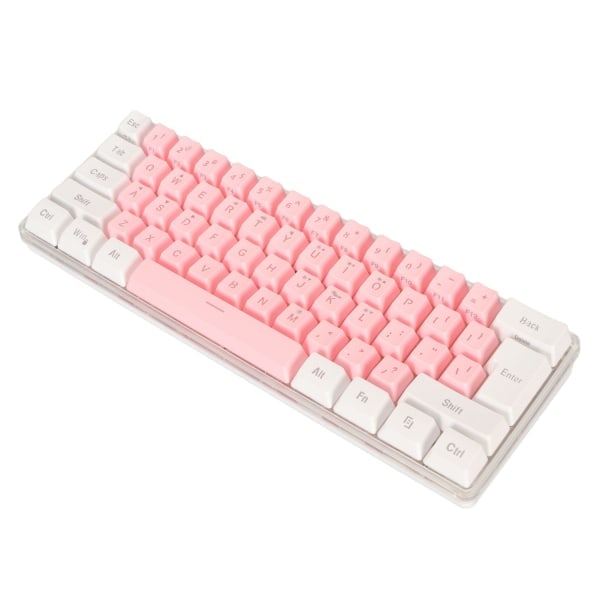 Kablet Gaming Tastatur RGB Mini Tastatur Imitation Mekanisk Teknologi 61 Taster Kompakt Tastatur til Gamer Skribent Hvid Pink