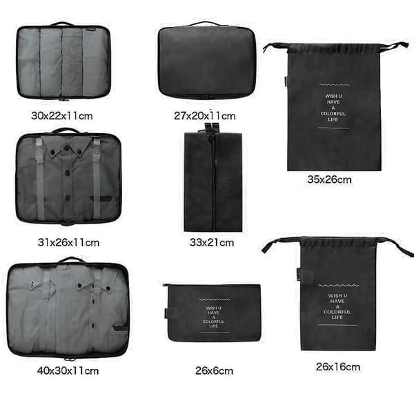 Packningskuber Resväskor Packningsorganisatörer För Reseaccessoarer black