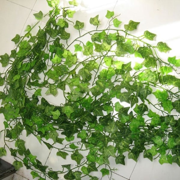 12 Pieces 2.4m Artificial Home Decoration Ivy Green Leaf Garland Plant Rattan Plastic Flower Rattan Strings