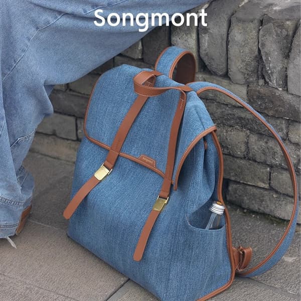 Miye Ryggsäck Trendig och mångsidig datorväska i denimcanvas