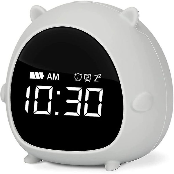 Børnevækkeur, sød digital vækkeur med timer, stemmestyring og snooze-funktion, børnevækkeur gave til drenge og piger soveværelse (hy)