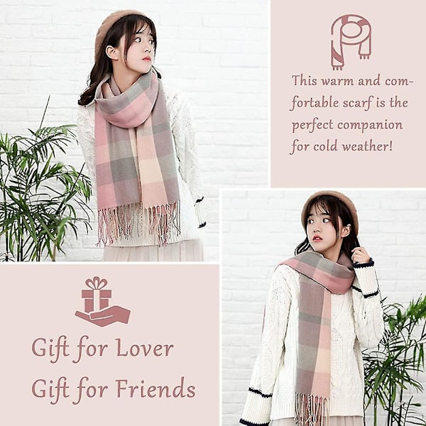 Vinter Dam Scarves Sjal Överdimensionerad Dam Tartan Rutig Scarf Filt